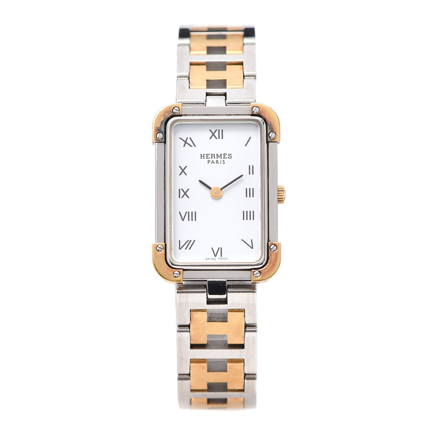 Hermes Stainless Steel 18mm Rectangle Croisiere Quartz Watch Gold 1 of 5