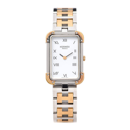 Hermes Stainless Steel 18mm Rectangle Croisiere Quartz Watch Gold 1 of 5