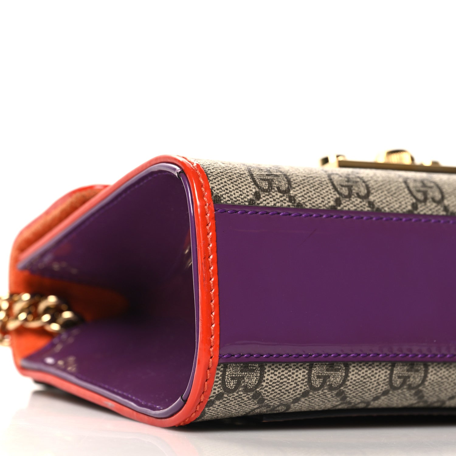 Gucci GG Supreme Monogram Patent Small Padlock Shoulder Bag Multicolor 9 of 12