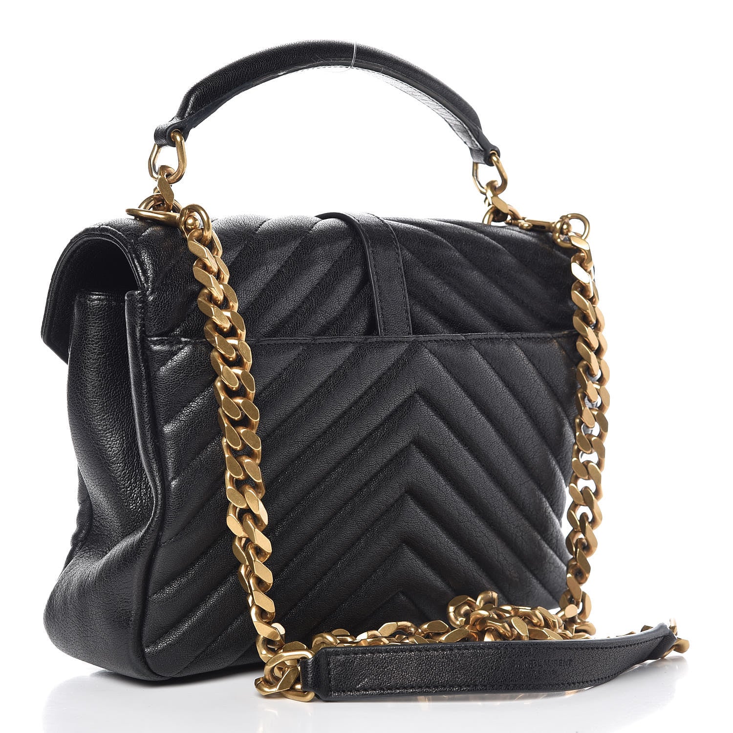 Saint Laurent Sheepskin Matelasse Chevron Monogram Medium College Bag Black 3 of 14