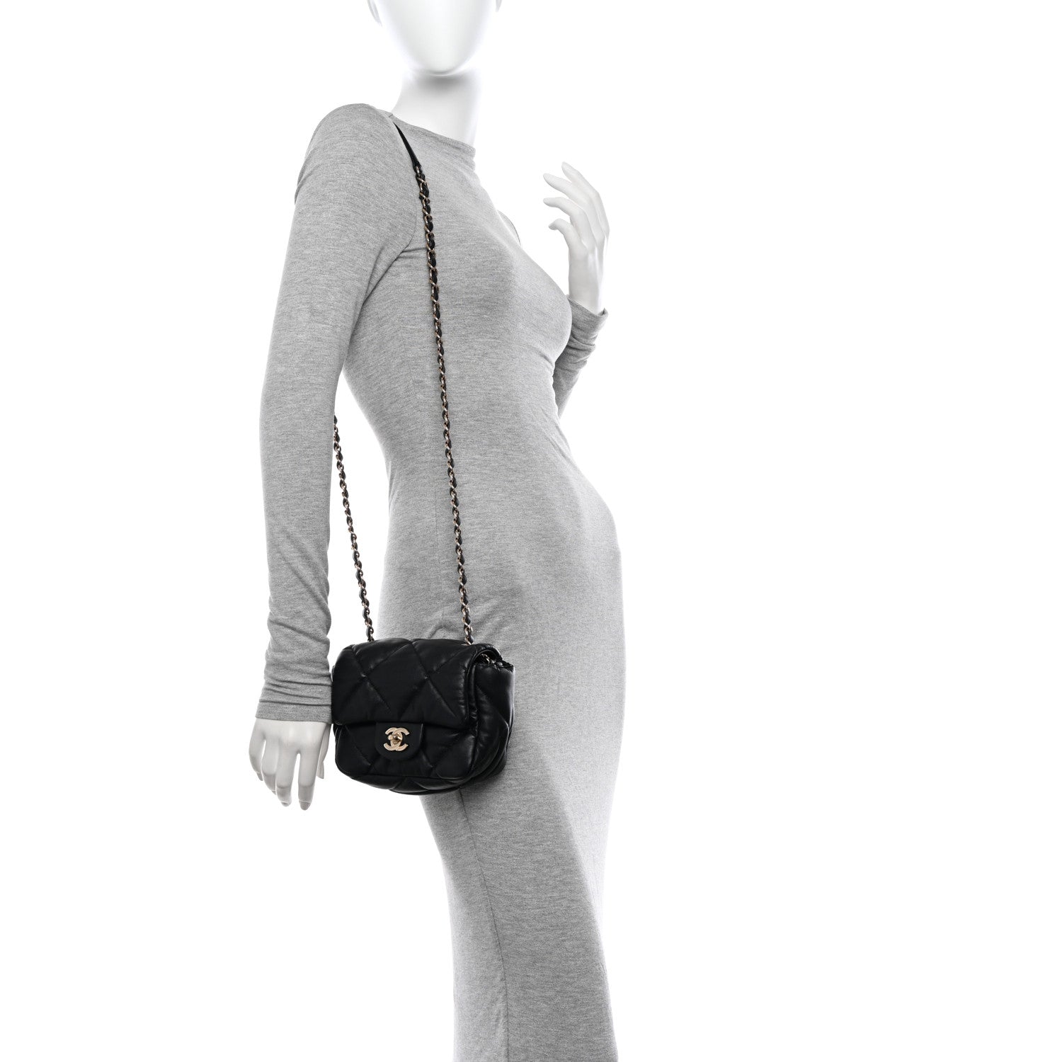 Chanel Calfskin Quilted Mini Square Bubbly Flap Black 2 of 10