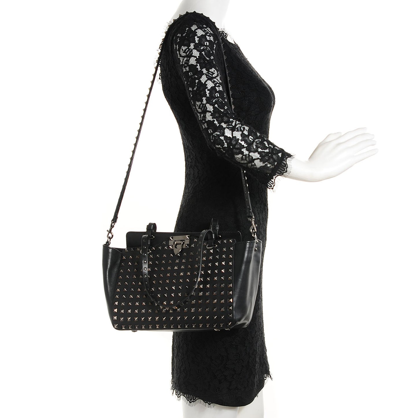 Vitello Small Rockstud All Over Tote Black