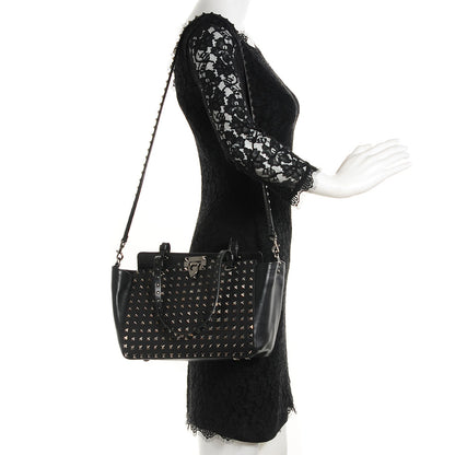 Valentino Garavani Vitello Small Rockstud All Over Tote Black 2 of 9