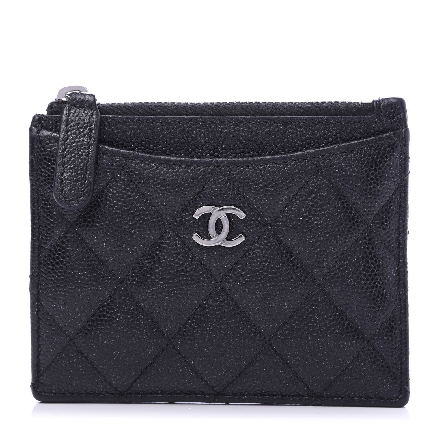 Chanel Iridescent Caviar Quilted CC Zip Card Holder Black 1 of 9