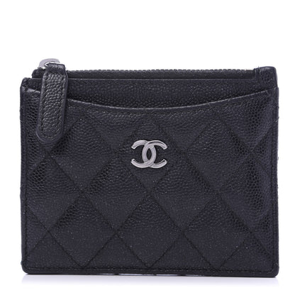 Chanel Iridescent Caviar Quilted CC Zip Card Holder Black 1 of 9