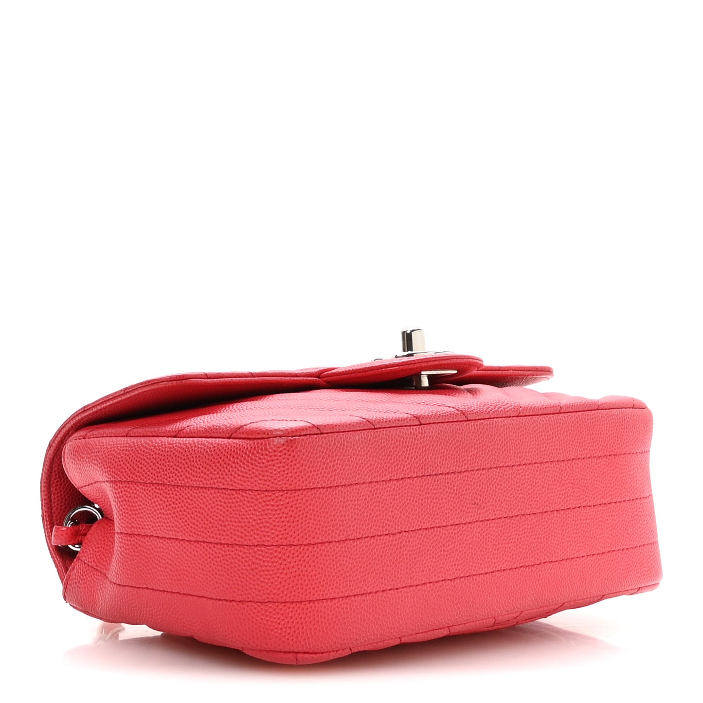 Caviar Chevron Quilted Mini Rectangular Flap Dark Pink