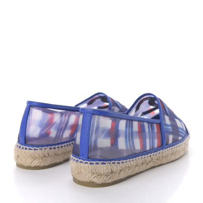 Chanel Mesh Lambskin Plaid Print CC Espadrilles 40 Blue White Red 4 of 7