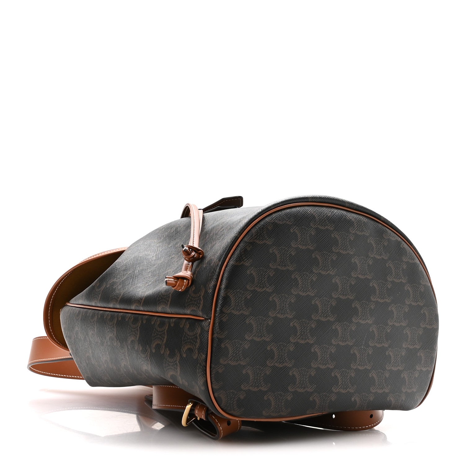 Celine Triomphe Canvas Calfskin Folco Backpack Tan 4 of 9