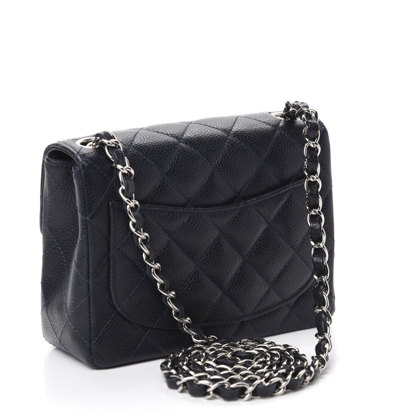 Caviar Quilted Mini Square Flap Navy