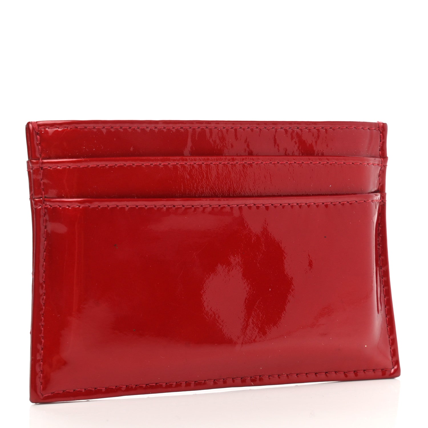 Chanel Patent Quilted Brilliant Card Holder Red 3 of 9