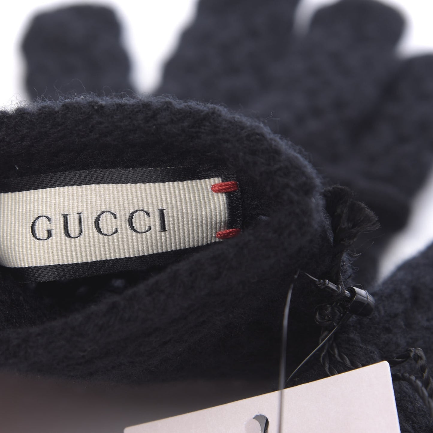 Wool Knit Bow Gloves S Black