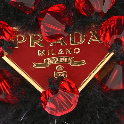 Prada Crystal Teddy Bear Keychain Black Red 3 of 4