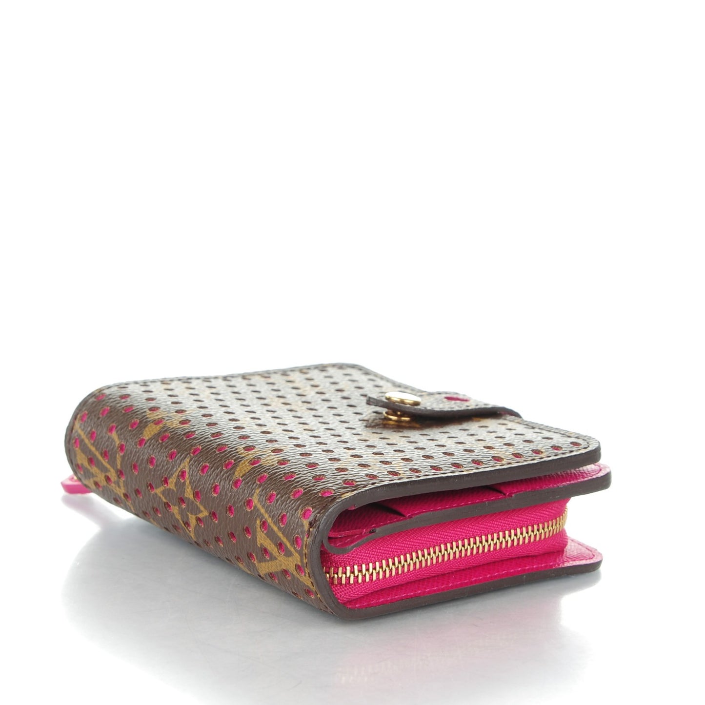Monogram Perforated Compact Zipped Wallet Fuchsia