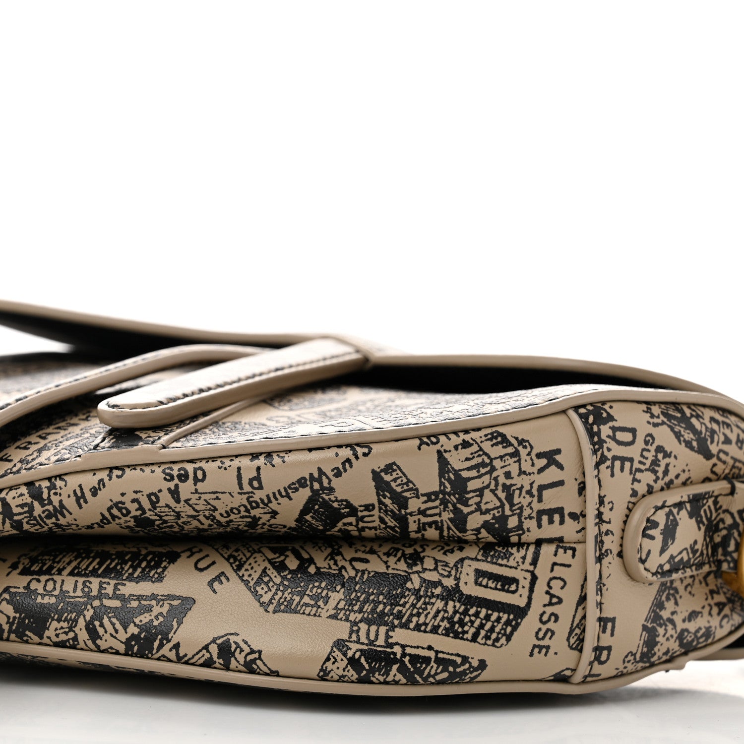 Christian Dior Calfskin Plan De Paris Printed Saddle Bag With Strap Beige Black 10 of 10