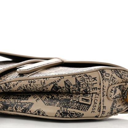 Christian Dior Calfskin Plan De Paris Printed Saddle Bag With Strap Beige Black 10 of 10