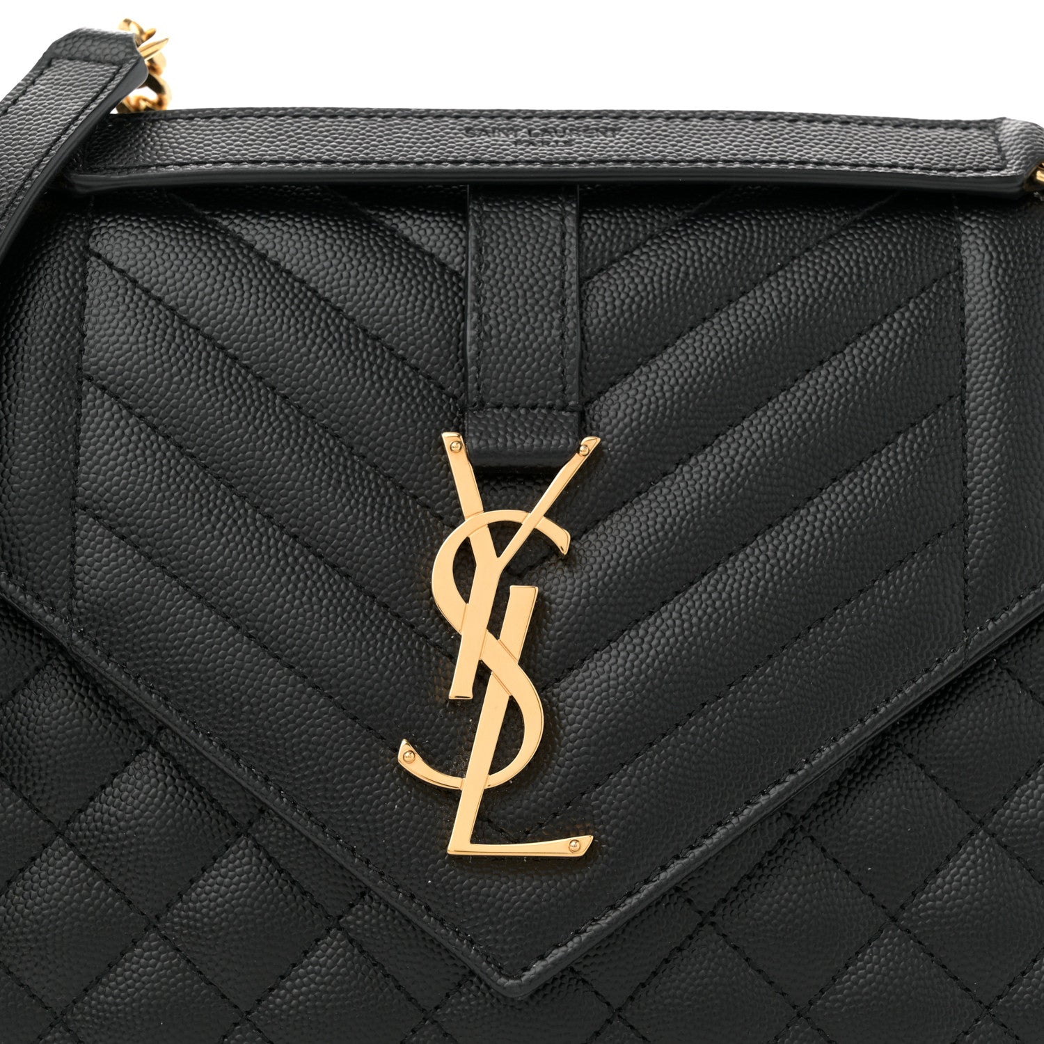 Saint Laurent Grain De Poudre Textured Mixed Matelasse Triquilt Medium Monogram Satchel Black 8 of 11