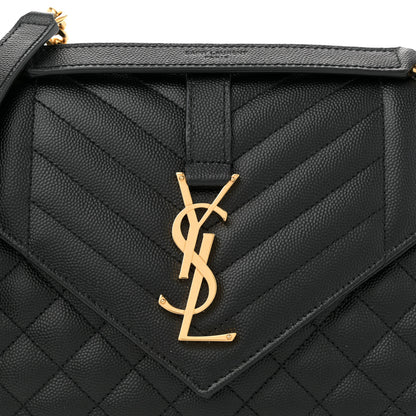 Saint Laurent Grain De Poudre Textured Mixed Matelasse Triquilt Medium Monogram Satchel Black 8 of 11