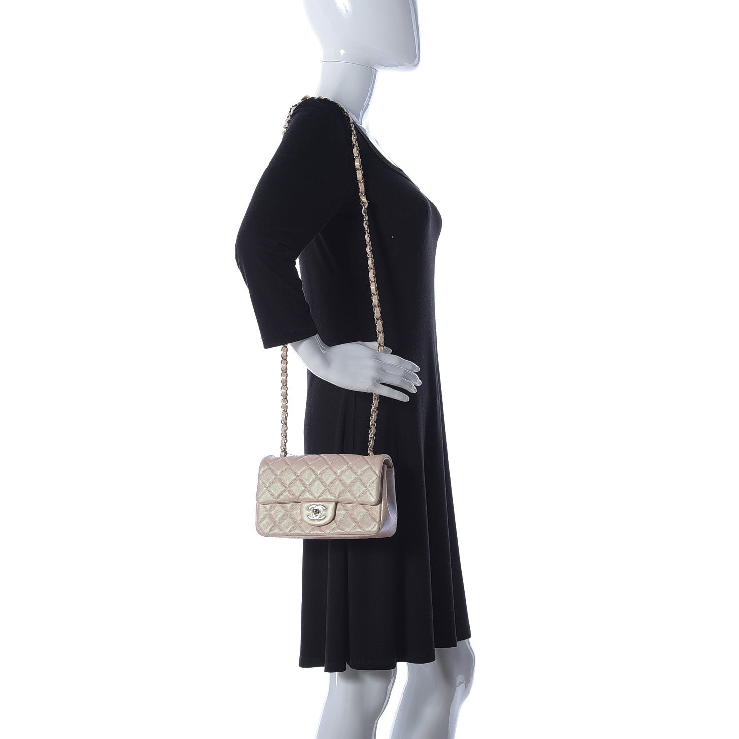Chanel Iridescent Calfskin Quilted Mini Rectangular Flap Beige 2 of 12