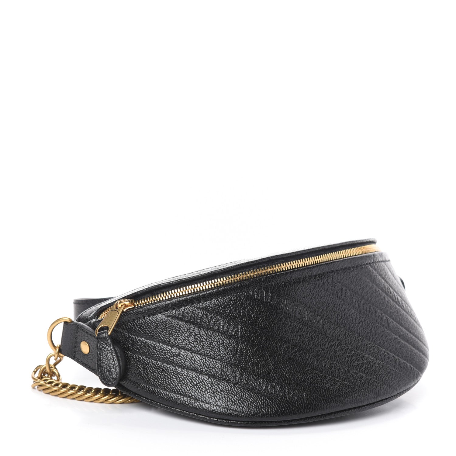 Balenciaga Shiny Goatskin Allover Logo Embossed XXS Souvenir Belt Bag Black 4 of 9