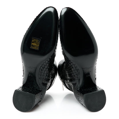 Saint Laurent Shiny Snakeskin Joplin Buckle Booties 37.5 Black 6 of 9