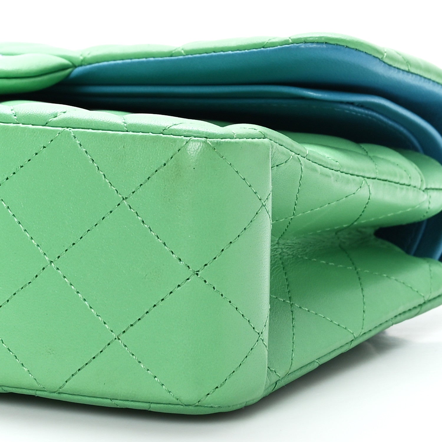 Chanel Lambskin Quilted Small Double Flap Green Blue 9 of 9
