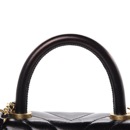 Chanel Calfskin Chevron Quilted Mini Coco Handle Flap Black 8 of 14