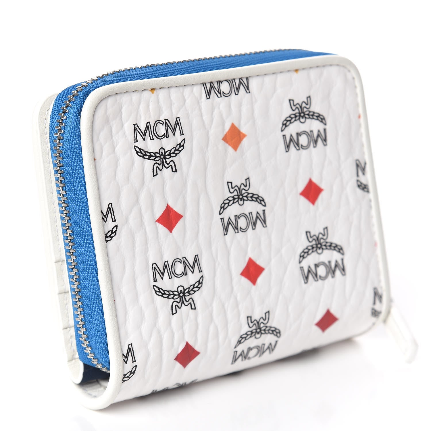 MCM Visetos Mini Zip Around Wallet White 3 of 7