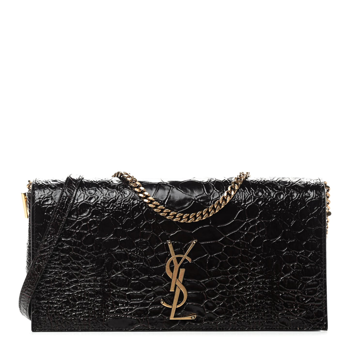 Crocodile Embossed Monogram Kate 99 Black