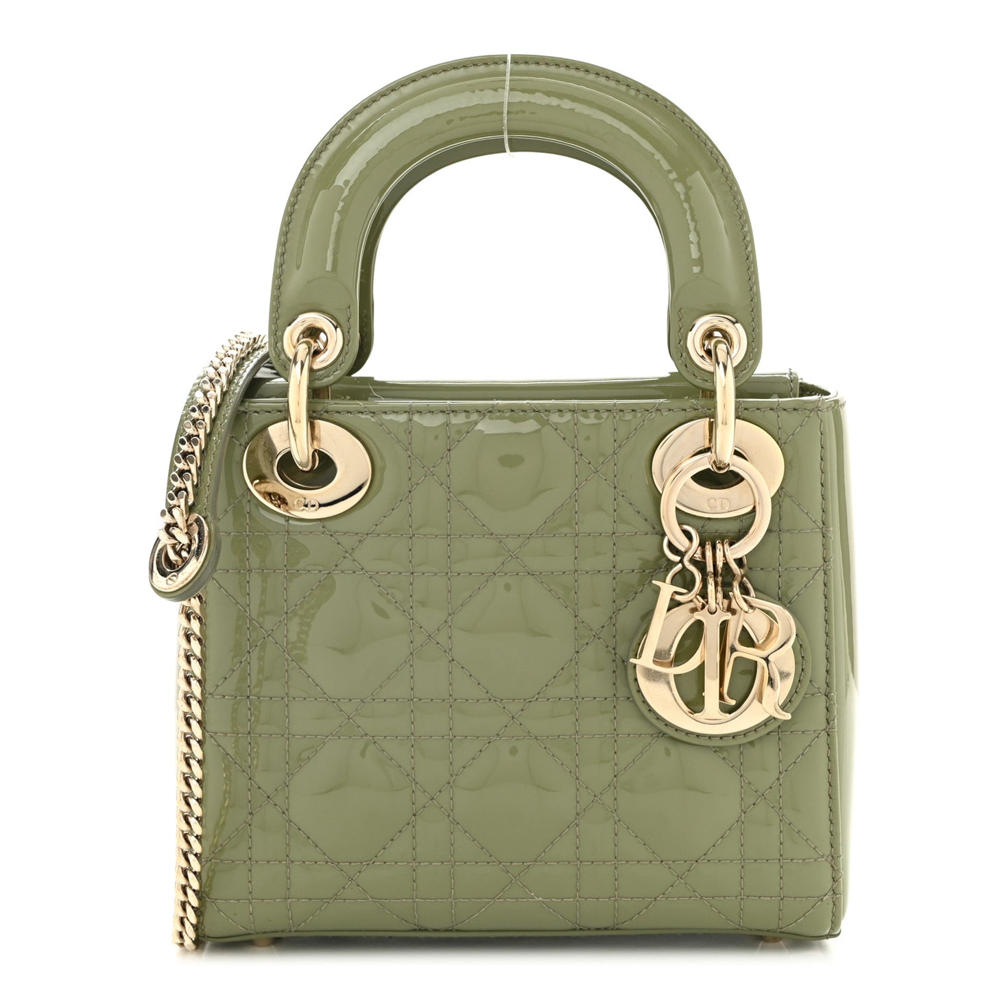 Patent Cannage Mini Lady Dior Dusty Green