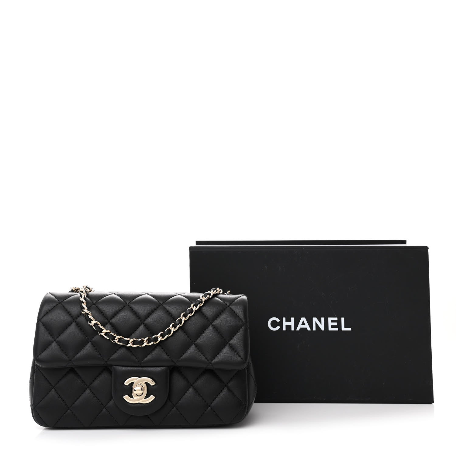 Chanel Lambskin Quilted Enamel Mini Rectangular Pearl Crush Flap Black 11 of 11