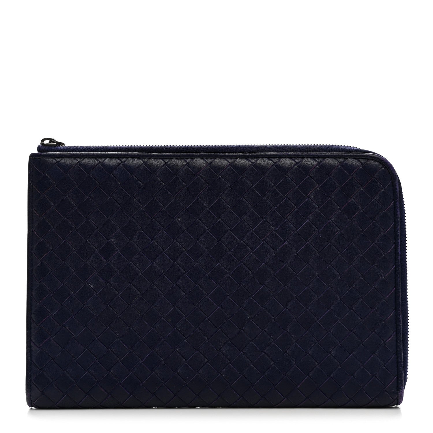 Bottega Veneta Nappa Intrecciato Flat Zip Pouch Navy 1 of 7