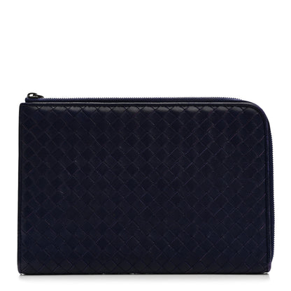 Bottega Veneta Nappa Intrecciato Flat Zip Pouch Navy 1 of 7