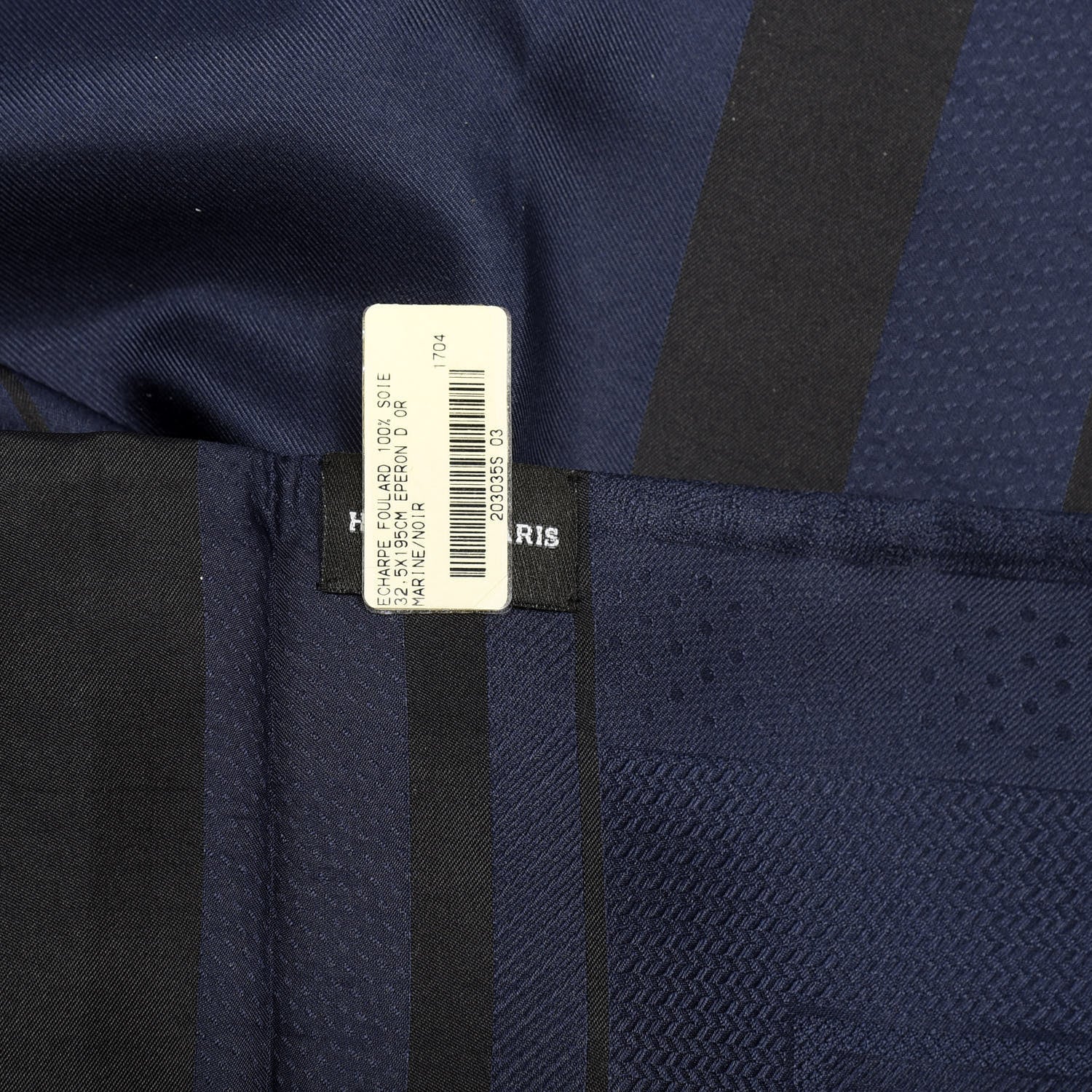 Hermes Silk Echarpe Foulard Muffler Marine Black 4 of 4