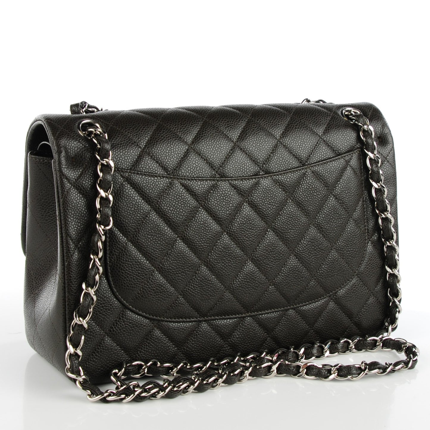 Caviar Quilted Jumbo Double Flap Dark Brown