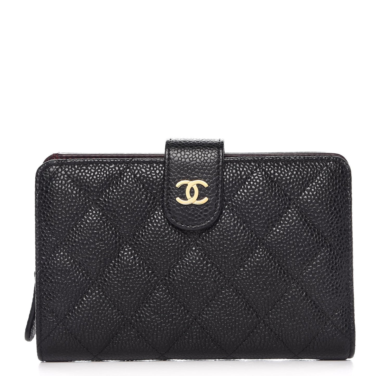 Caviar Quilted Zipped Pocket Wallet Black