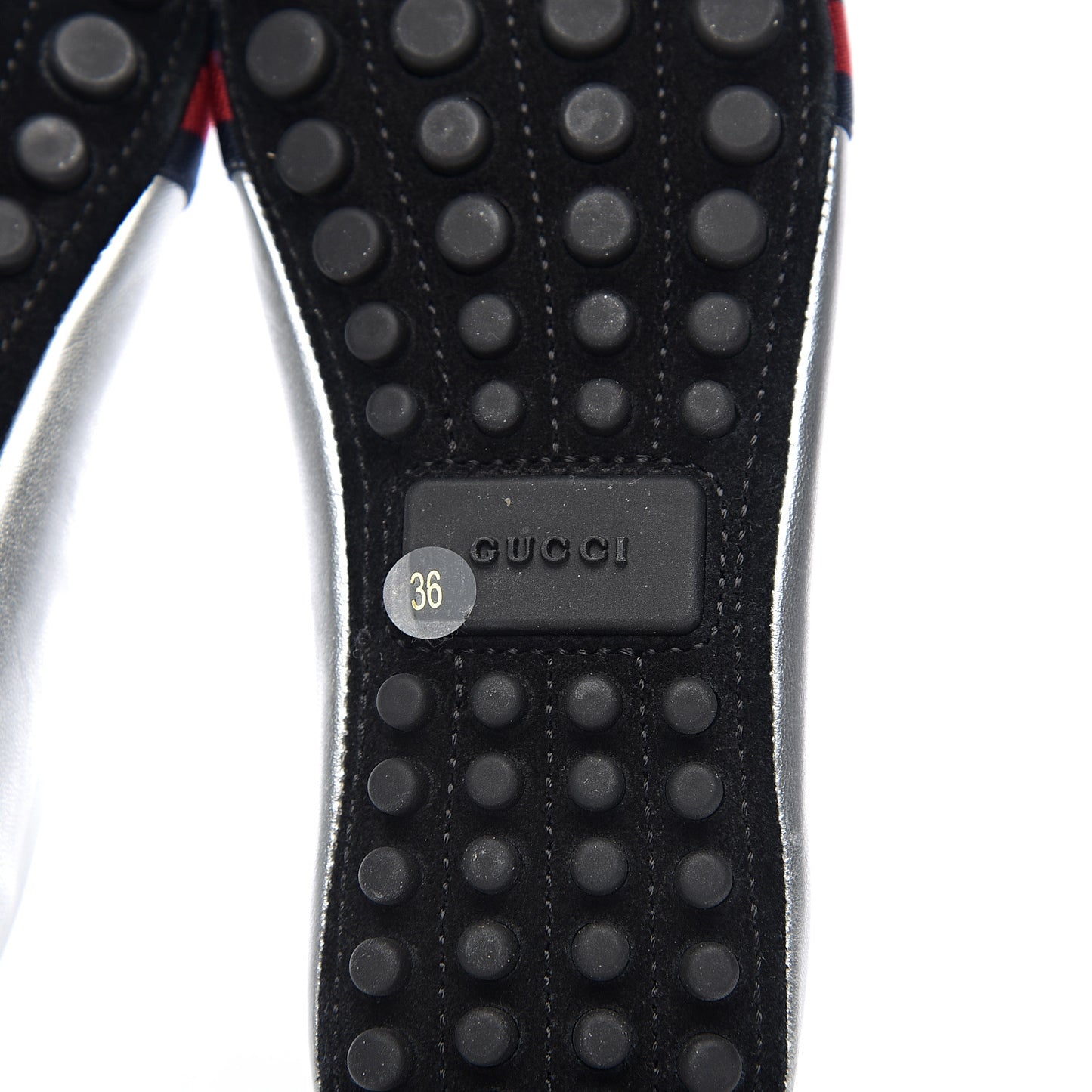Metallic Nappa Web Bayadere Ballerina Flats 36 Argento