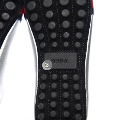 Gucci Metallic Nappa Web Bayadere Ballerina Flats 36 Argento 8 of 8