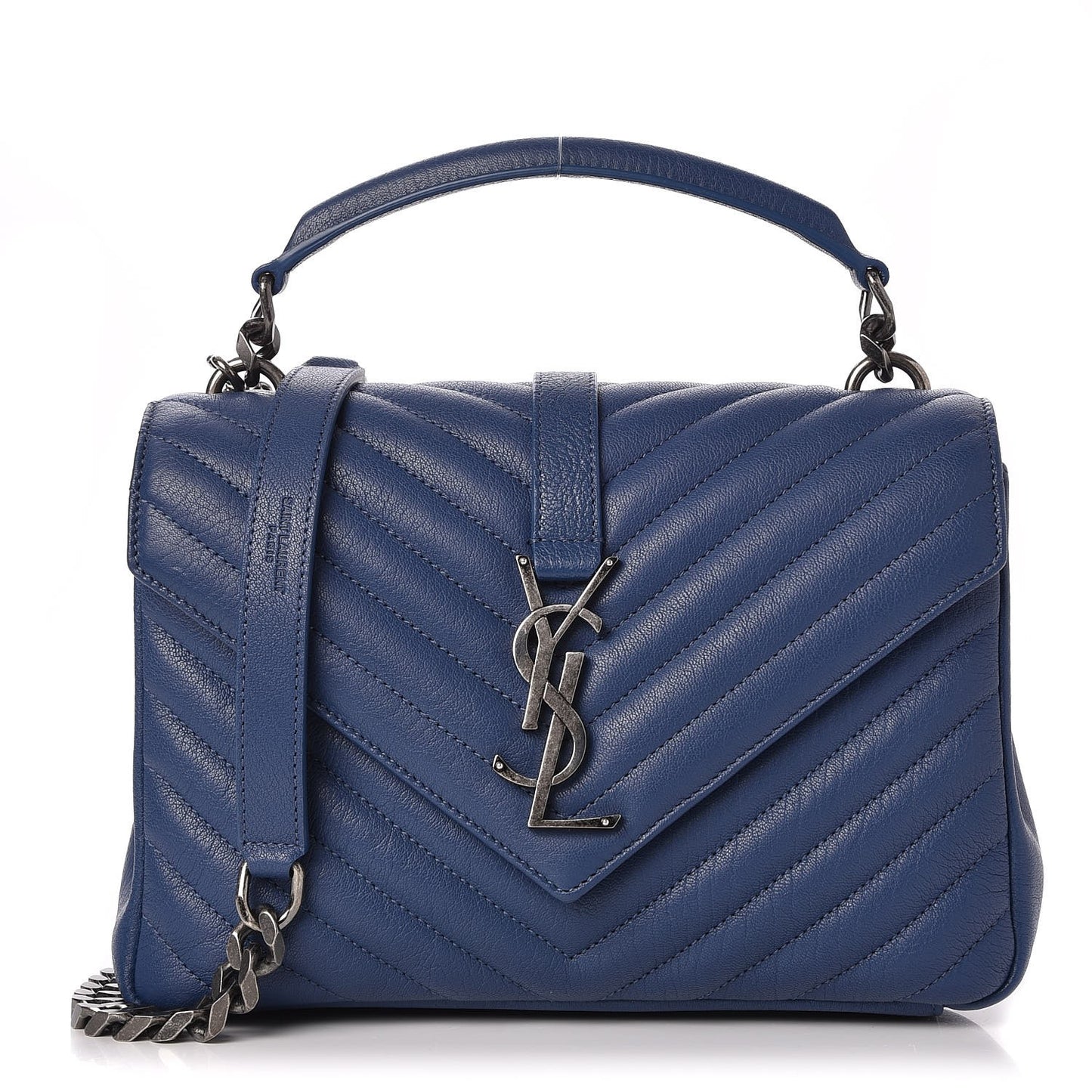 Sheepskin Matelasse Monogram Medium College Bag Navy