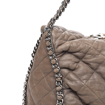 Chanel Washed Lambskin Chain Around Hobo Taupe 11 of 12