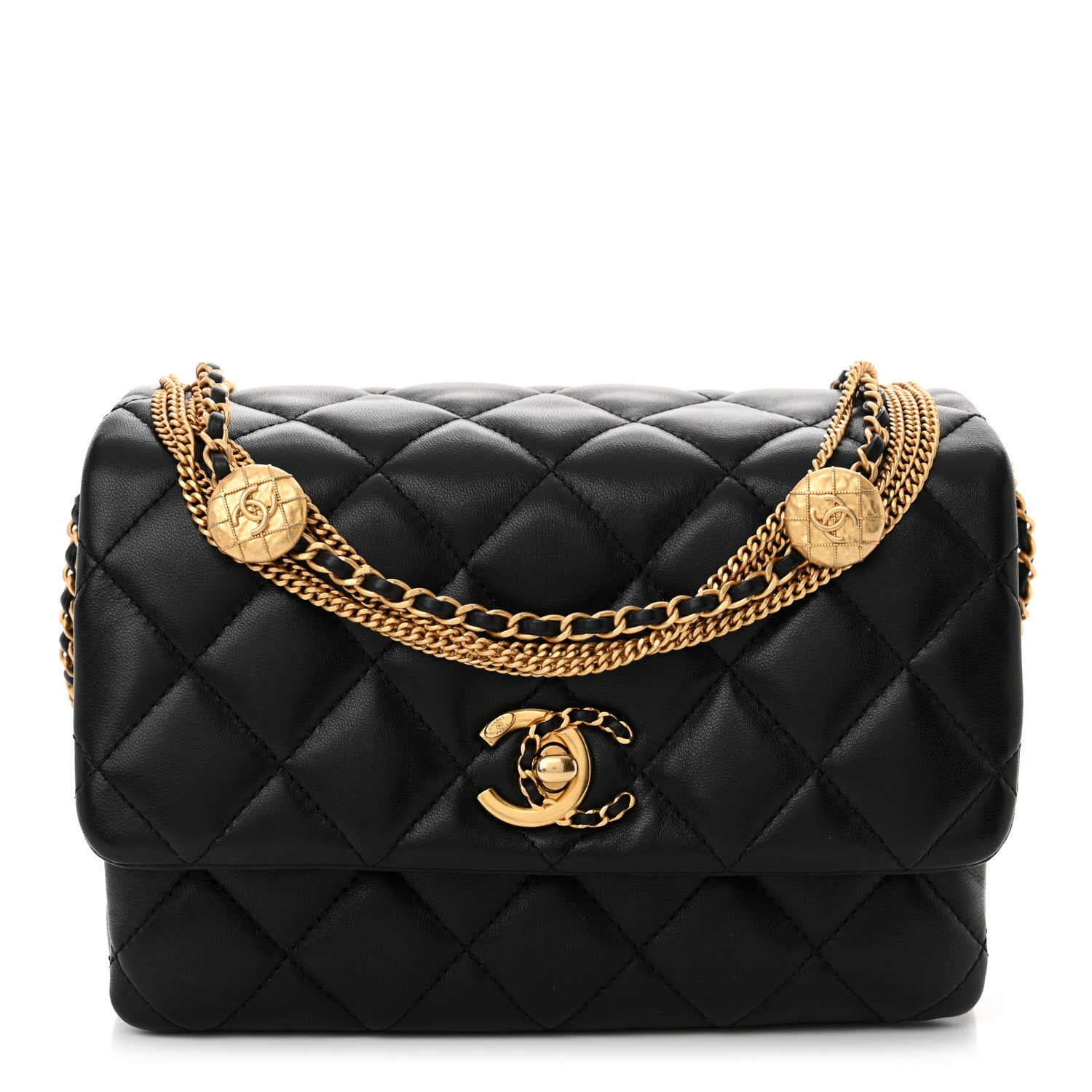 Chanel Lambskin Quilted Mini Medallion Multi Chain Flap Black 1 of 10