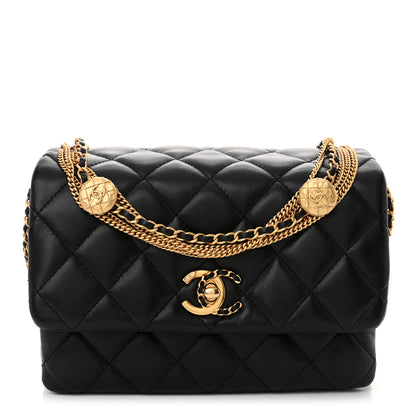Chanel Lambskin Quilted Mini Medallion Multi Chain Flap Black 1 of 10