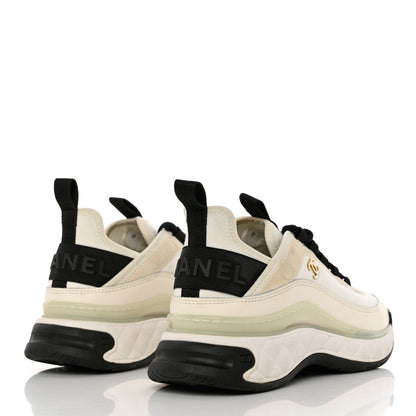 Chanel Velvet Calfskin Mixed Fibers CC Sneakers 39 Ivory Black 4 of 9
