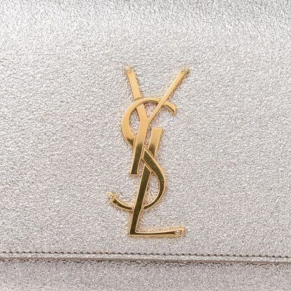 Saint Laurent Textured Metallic Calfskin Classic Monogram Cassandre Clutch Silver 9 of 11