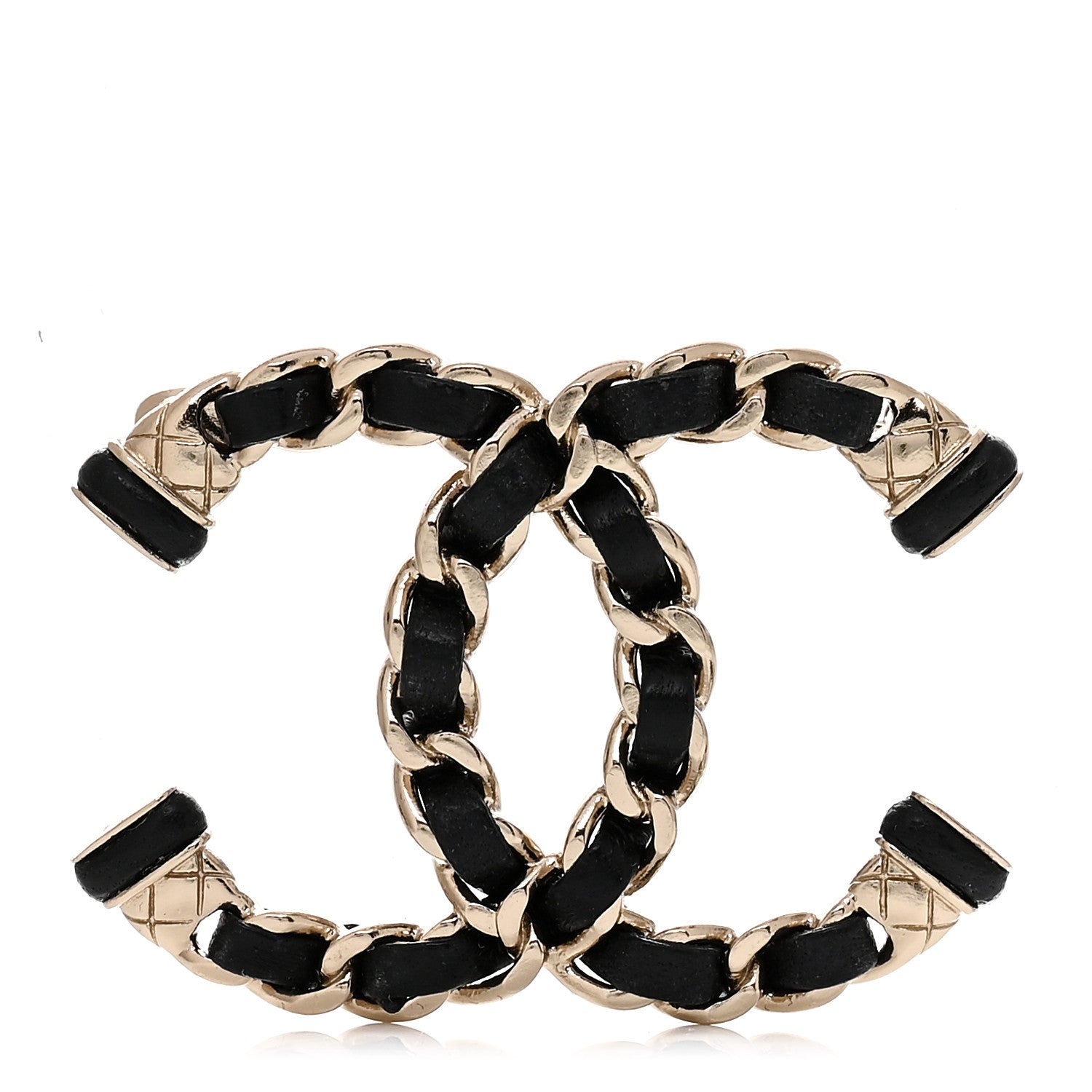 Chanel Lambskin Chain CC Brooch Black Gold 1 of 3