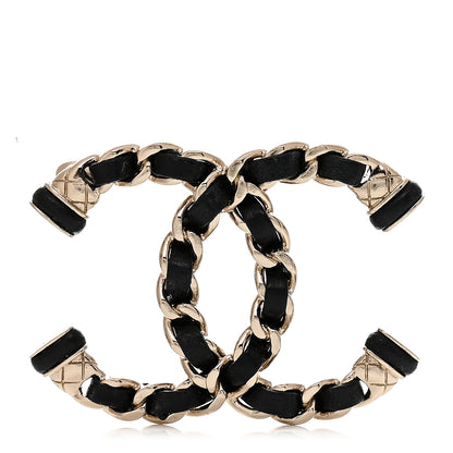 Chanel Lambskin Chain CC Brooch Black Gold 1 of 3