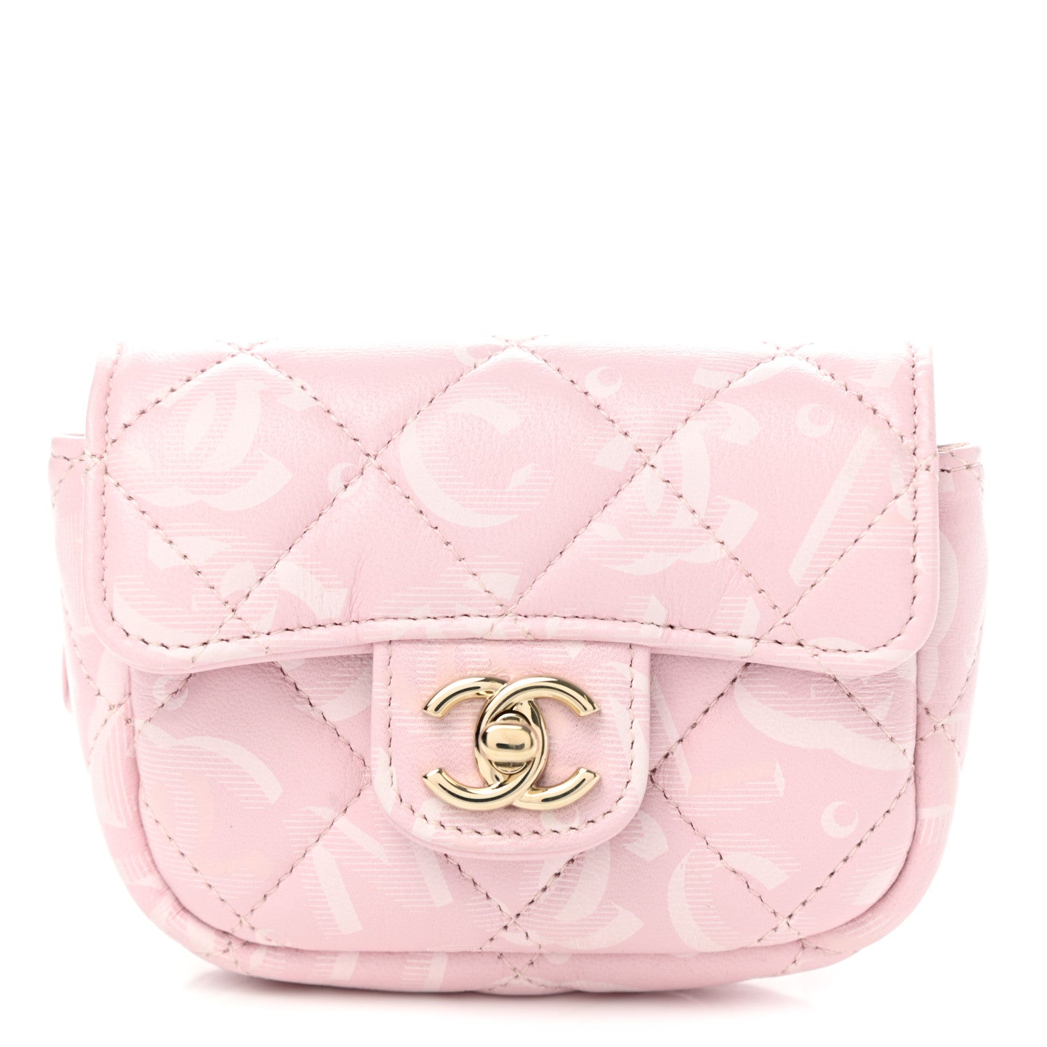 Chanel Lambskin Quilted CC All Over Arm Coin Purse Pink 1 of 8