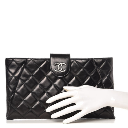 Chanel Glazed Calfskin Quilted Coco Pleats Clutch Black 2 of 7