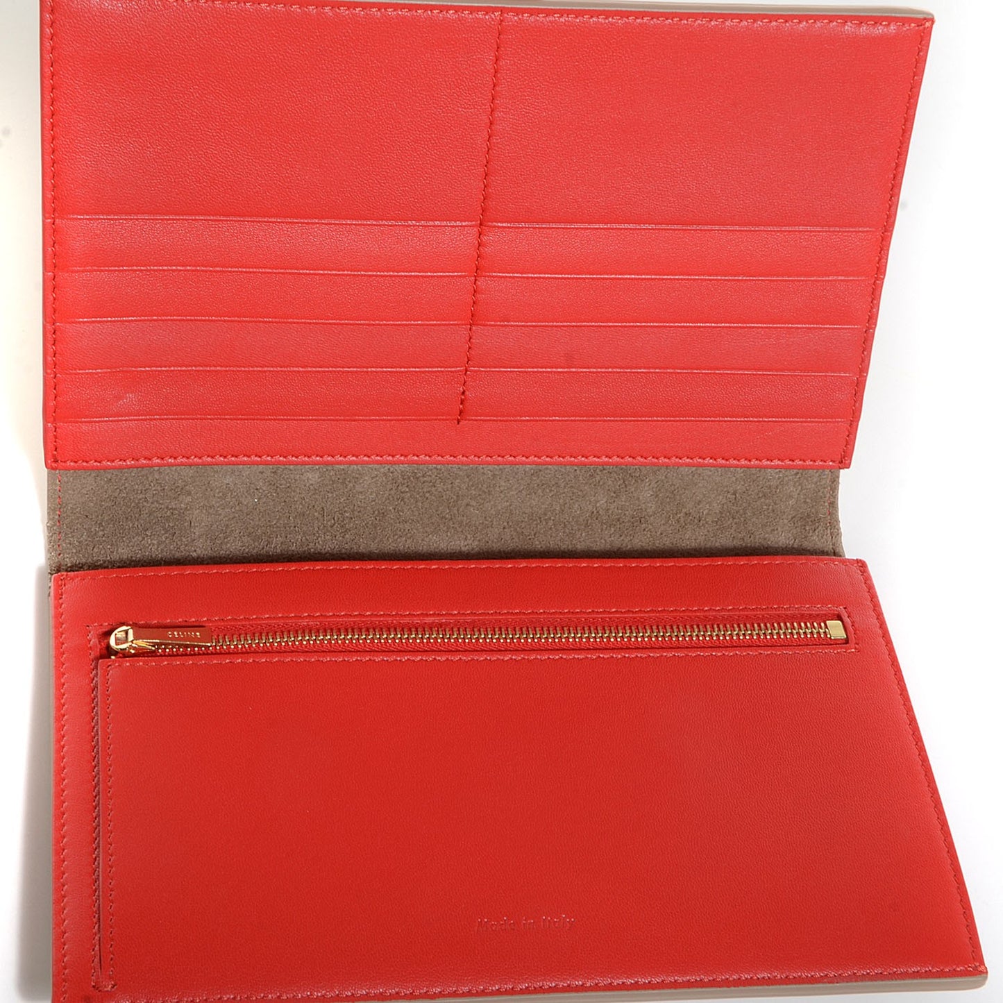 Calfskin Large Multifunction Strap Wallet Light Taupe