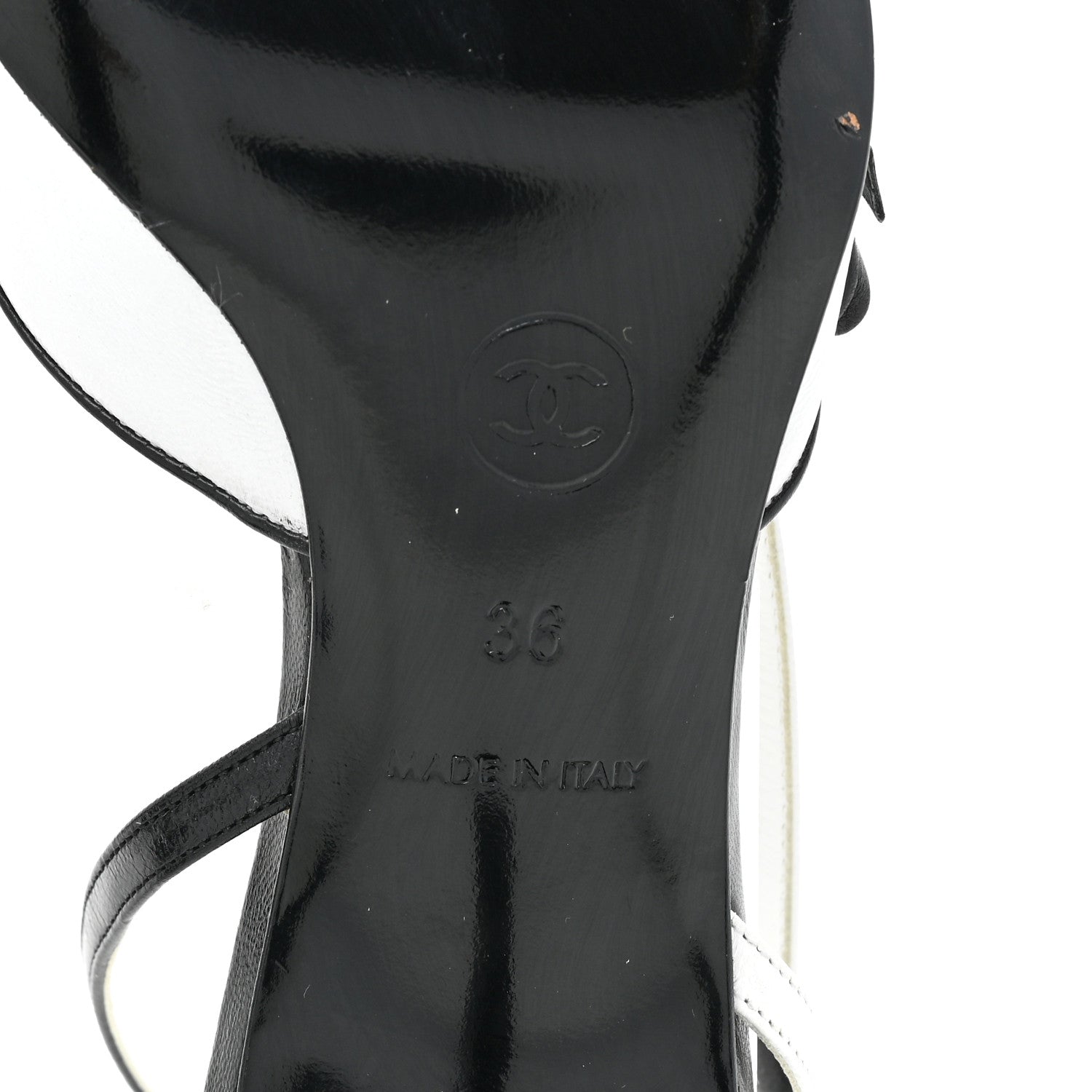 Chanel Lambskin Cap Toe Bow Slingback Pumps 36 White Black 6 of 12
