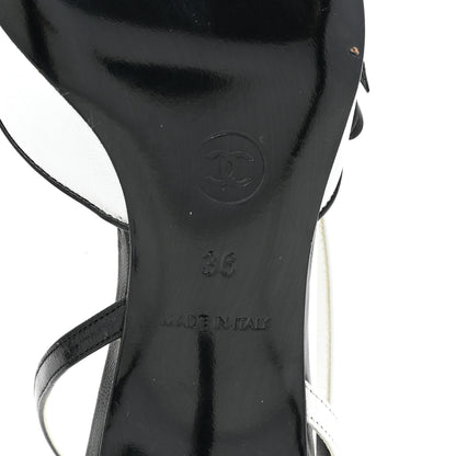 Chanel Lambskin Cap Toe Bow Slingback Pumps 36 White Black 6 of 12